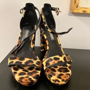 Animal print, platform sandals with block heels